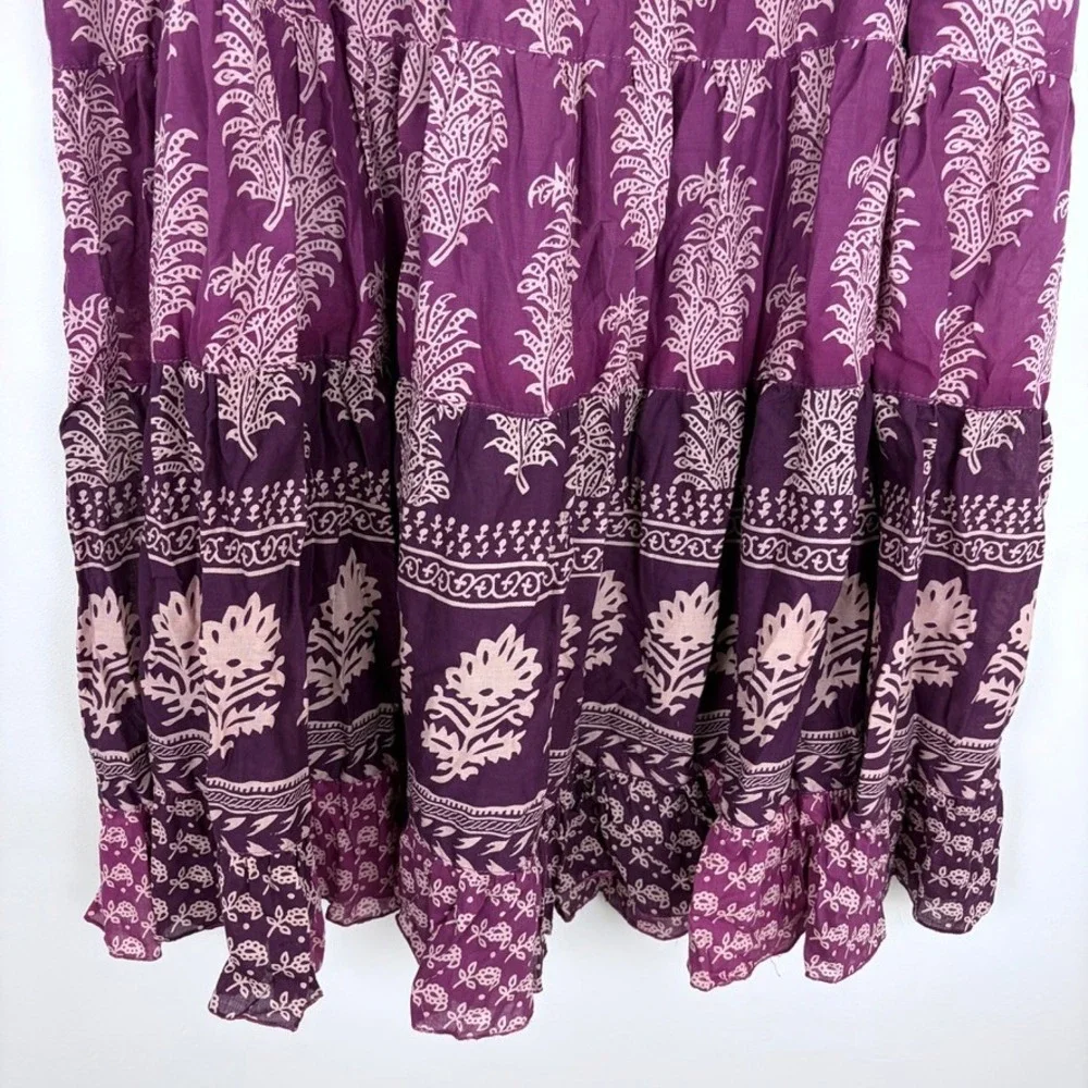 JL Studio Y2k Purple Tiered Midi Skirt Fairycore Cotton Boho Cottage Size 26W